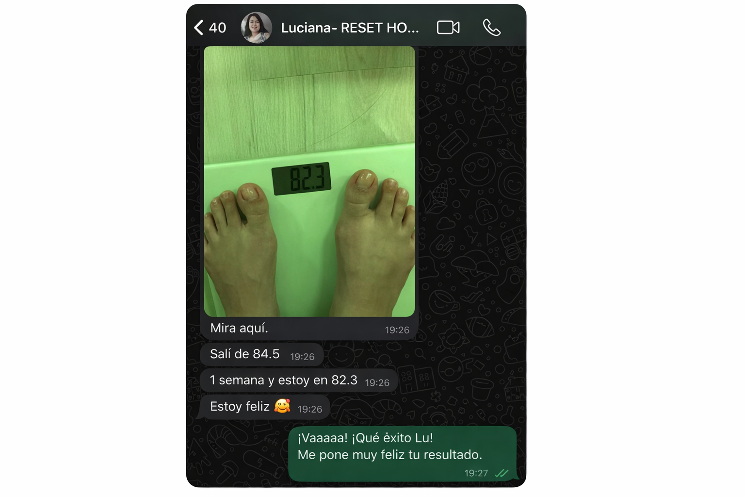 Luciana bajó 2kg en la primera semana